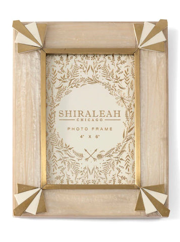 SHIRALEAH ARISTON ART DECO 4" X 6" PICTURE FRAME, IVORY
