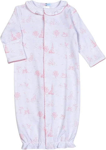 Pink Baby Toile Pima Converter Gown-Baby Loren