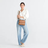 HAMMITT Leather Crossbody Clutch VIP Med-Mahogany Pebble/Brushed Gold Red Zip