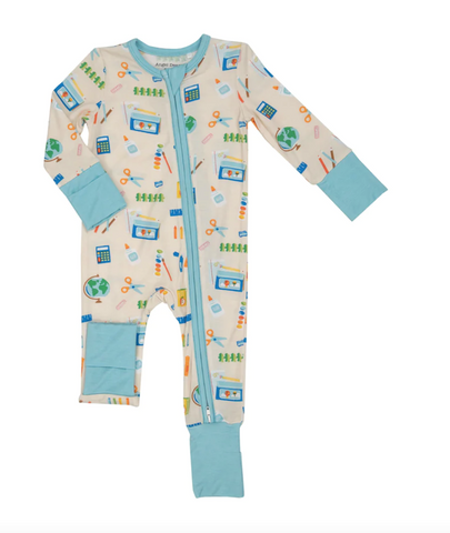 2 WAY ZIPPER ROMPER - SCHOOL SUPPLIES