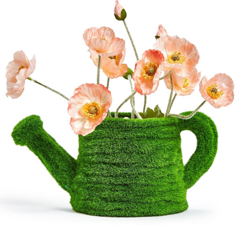 Faux Moss Watering Can Cachepot / Planter - Resin