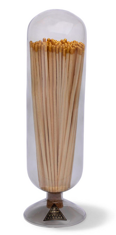 Smoke Fireplace Match Cloche with Gold-Tipped Matches