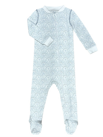 Blue Scallop Footed Pajama-Hayward House