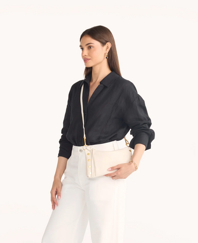 Leather Shoulder Bag Kyle-Calla Lily White/Brushed Gold