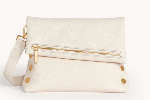 HAMMITT -Leather Crossbody Clutch VIP Med-Calla Lily White/Brushed Gold