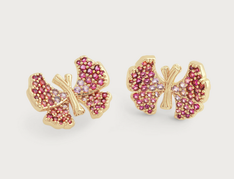 Butterfly Pink Pavé Stud Earrings Anabel Aram