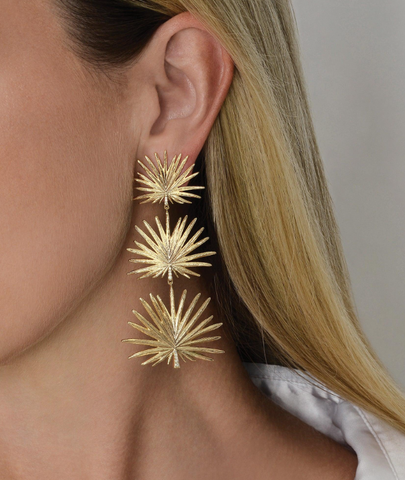 Triple Fan Palm Dangle Earrings-LARGE-ANABEL ARAM