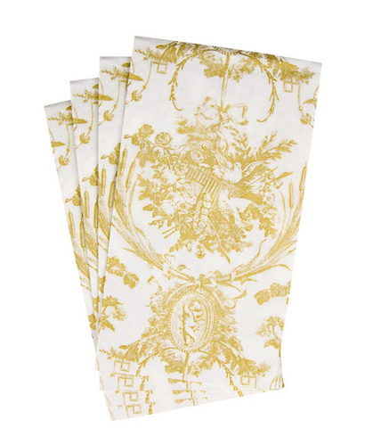 Romantic Toile Gold Guest Towel Napkins -caspari