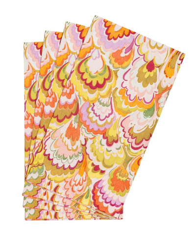 Marbled Ceramica Raspberry & Chartreuse Guest Towel Napkins-Caspari