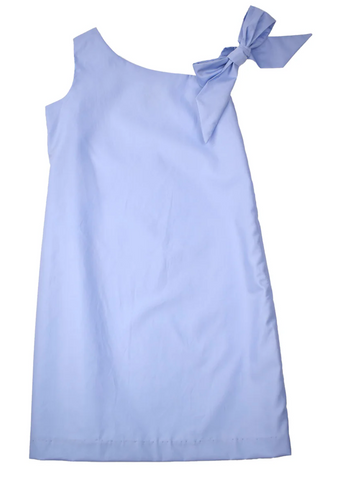 Blue One-Shoulder Dress with Bow by Maggie Breen