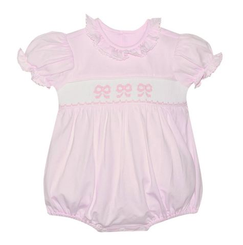 GirlS Knit Bubble with Smocked Bows- BABYSEN