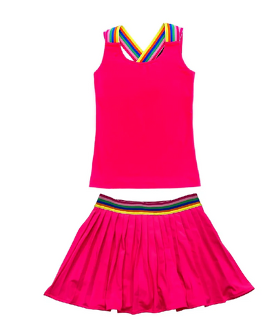 Little Olin 2pc Pleated Tennis Skort Set - Fuchsia