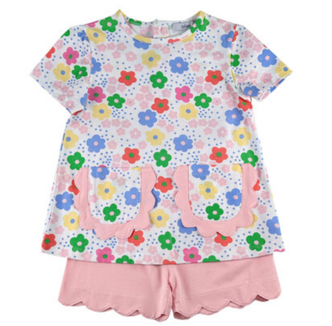 Ishtex Groovy Flower Girl's Shorts Set