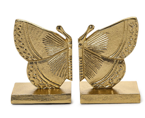 Fluttering Golden Butterfly Bookends