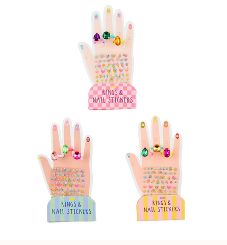 Adjustable Ring and Fingernail Sticker Set - Mud Pie