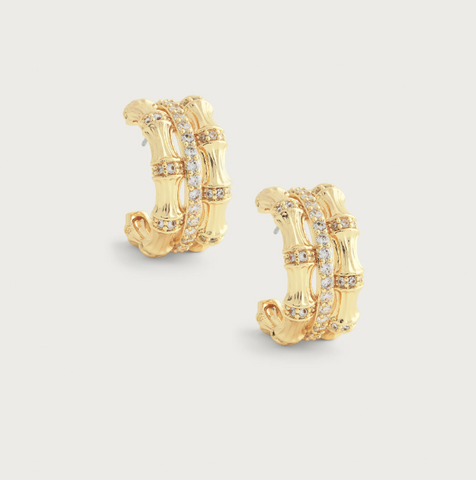 Anabel Aram-Bamboo Stacked Hoop Earrings
