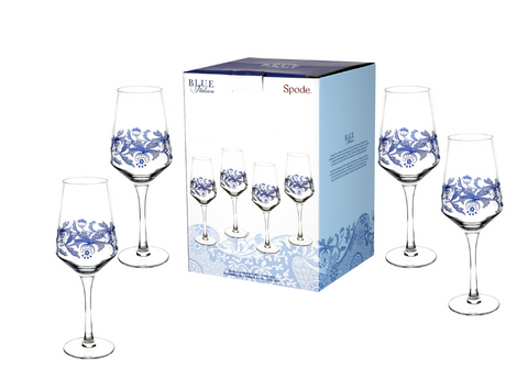 Blue Italian Wine Glass Set of 4
