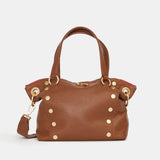 HAMMITT Medium Leather Tote Daniel Med-Mahogany Pebble/Brushed Gold Red Zip