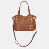 HAMMITT Medium Leather Tote Daniel Med-Mahogany Pebble/Brushed Gold Red Zip