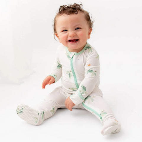 Turtle Zippered Footie- bamboo little