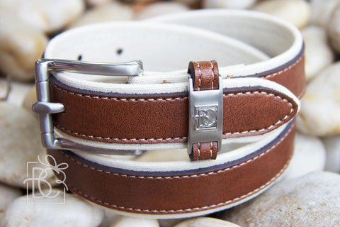 Leather Tan and Antique White Belt
