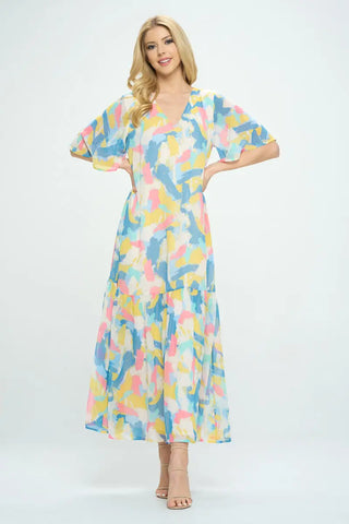 Pastel Dreams Flutter Sleeve Dress Small-3X!!
