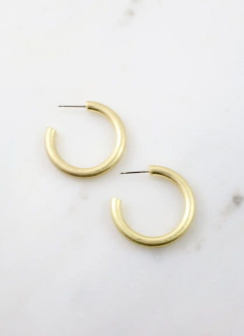 Della Metal Post Hoop Earrings-3 Finishes