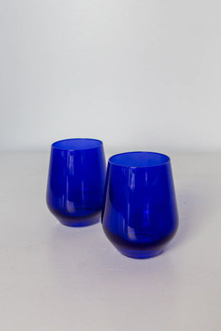 Estelle Royal Blue Stemless Wine Glasses