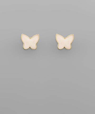 White Epoxy Butterfly Studs
