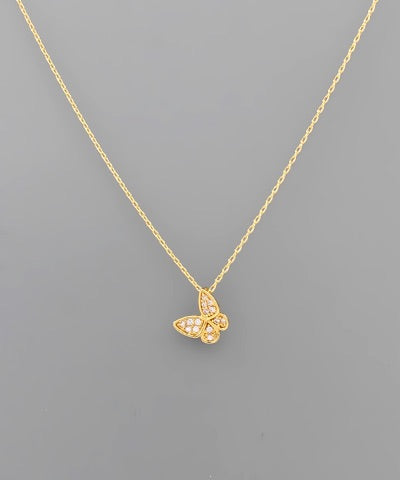 Gold Dipped CZ Butterfly Necklace