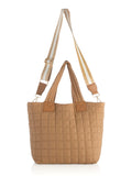 EZRA QUILTED NYLON TOTE, TAN