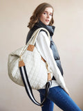 EZRA QUILTED NYLON TOTE, IVORY