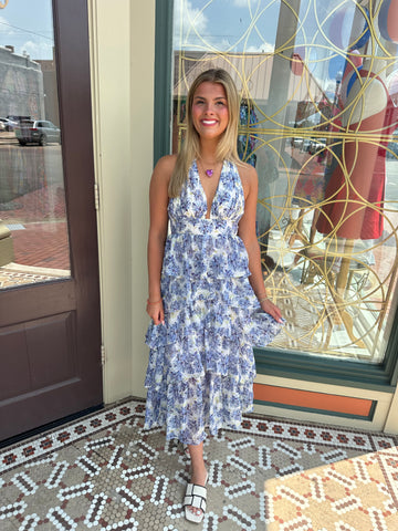 BLUE/ IVORY Odessa Maxi Dress- EN SAISON BLUE/ IVORY Odessa Maxi Dress- EN SAISON