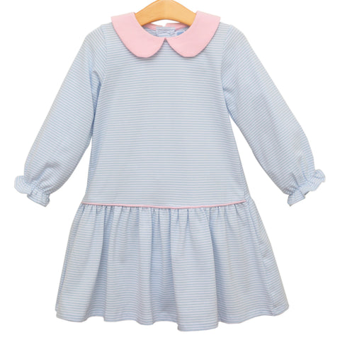 Trotter Street-Light blue stripe/light pink Katherine Dress