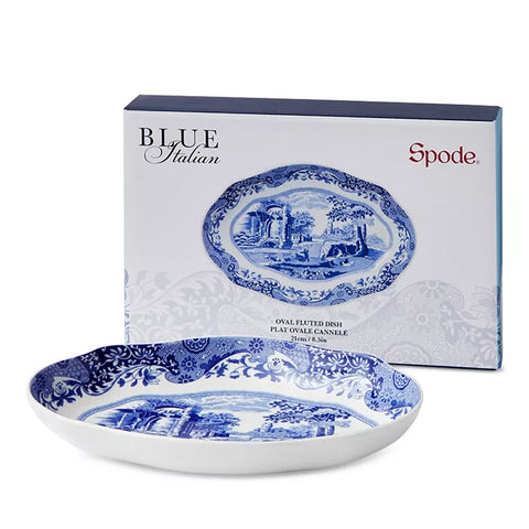 Spode Blue Italian Oval Fluted Dish