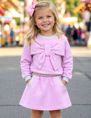 Hannah Banana Lavender Flared Skirt and Bow set