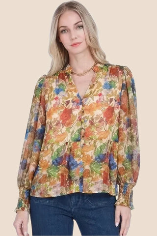 Joy Joy Autumn Floral Top