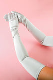 Women's High Satin Gloves: White
