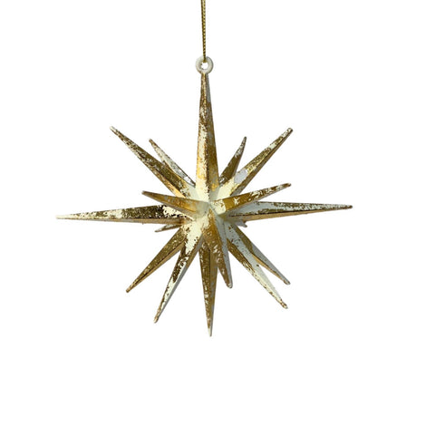 O HOLY NIGHT METALLIC SHOOTING STAR ORNAMENT - GOLD/CREAM 6"