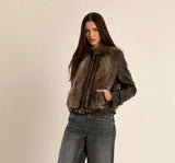Molly Bracken- Bi-material zipped jacket
