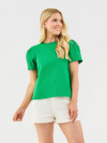 Larissa Pleat Sleeve Tee | Green: XS