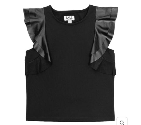 Mia NY black ruffle sleeve top