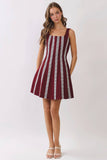 Contrast Vertical Trim Fit & Flare Mini Dress