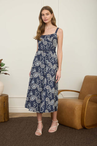Zoe and Claire embroidered midi with belt