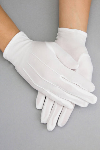 M/L Bridal Wedding White Nylon Gloves