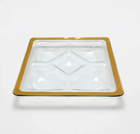 Annieglass- Roman Antique Square Chip & Dip 14" Square