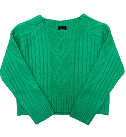 Little Olin- Aw Green Braid- Knitted Sweater