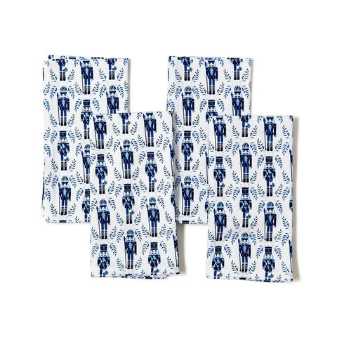 Two's Company Blue Nutcracker Cloth Napkins - Set of 4