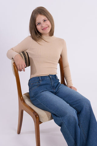 Molly Bracken-GIRLS KNITTED SWEATER- BEIGE