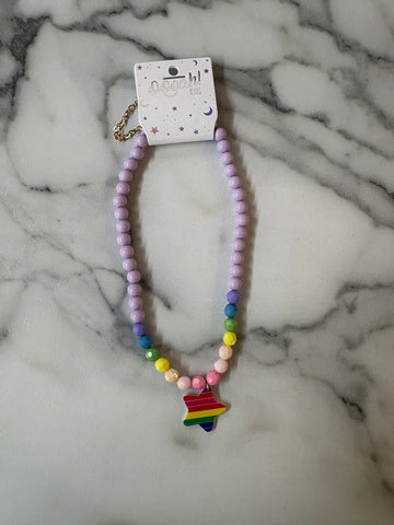 Rainbow Pendant Kids Necklace- Star